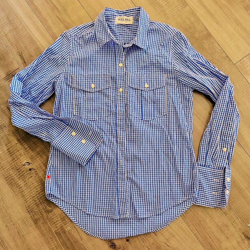 Alex Mill blue and white gingham button-down Shirt